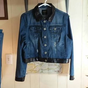 HIGHWAY Jeans Sz 1X Denim Jacket w/Faux Leather